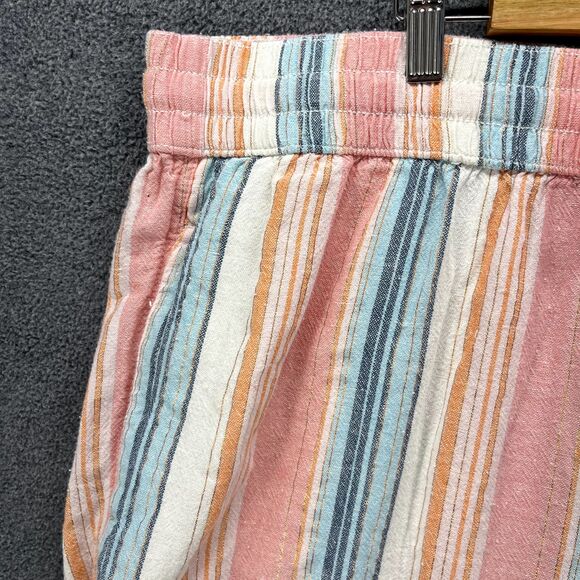 LANE BRYANT Pants Womens Plus 18 20 Pink Striped Drawstring Cropped Linen‎ beach - Picture 4 of 16